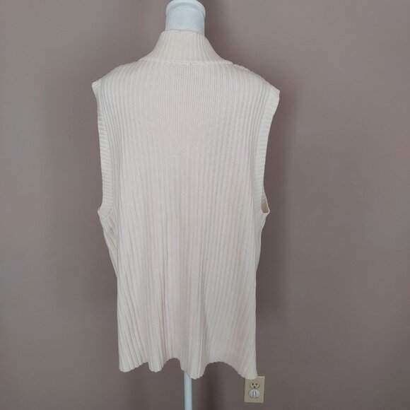 Talbots Ribbed Half-Zip Cream Sweater Vest Size 2X NWOT - Picture 3 of 10